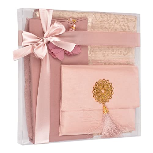 Islamic Geschenk-Set, Velvet Prayer Matte, Prayer Beads, Shawl and Yaseen Book, Perfect Family and Eid Gifts (Rosa) von BABY SHOWER CHOCOLATE