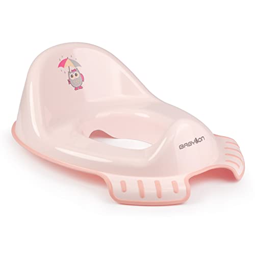 BABYLON Flipper Klodeckel Toilettensitz für Kinder Anti-Rutsch Ergonomisch. Baby toilettentrainer mit Haken. Klositz für kinder für Mädchen und Jungen. WC Sitz Kinder, Baby Zubehör Rosa von BABYLON