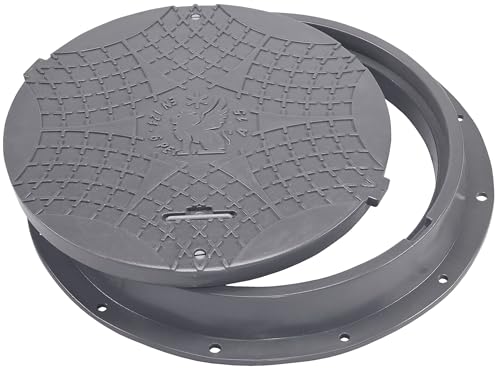 BABYLONPLAST Schachtabdeckung, Schachtdeckel DN600/800, 15kN Hochbelastbarer Kunststoff Kanaldeckel, Ø 600/800mm, 1500 kg Belastung, mit Sicherungssystem, Frost- und Witterungsbeständig (Grau) von BABYLONPLAST