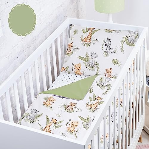 Baby Safe Bettbezug Babybett 120 x 90 cm Bettbezug Wiege 100% Bio-Baumwolle Oeko-TEX Zertifiziert Bettwäsche Einzelbett Kinder Bettwäsche Set Dschungel von BABYSAFE