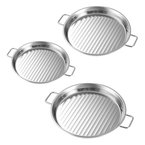 3pcs Edelstahl Partyschale Mit Griffbackdessert Display Gerichten Resistente Metall Vorspeisenplatten von BABYVIVA