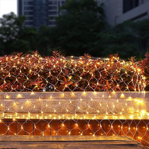 BACEYIOVE Lichternetz Außen 6x4m 627 LED Lichterkette Netz,8 Modi Lichterkettennetz Wasserdicht Lichtervorhang für Zimmer Wand Hochzeit Zaunbüsche Garten Deko(Size:6m*4m) von BACEYIOVE