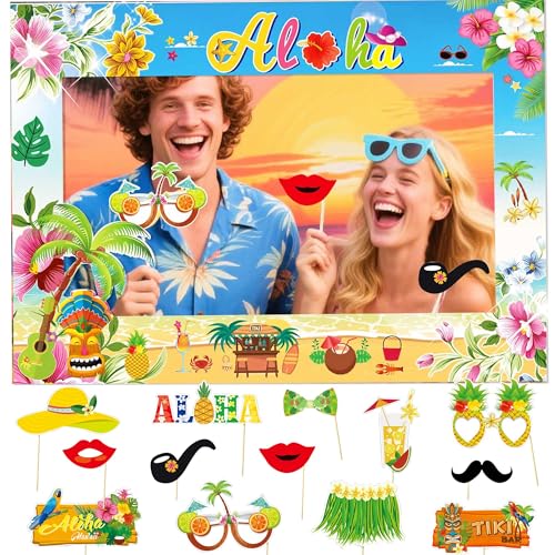 BACH AND BOUJEE Hawaiian Party Photo Booth Props Hawaiian Photo Booth Props Summer Luau Photo Booth Props for Hawaiian Tropical Tiki Summer Pool Party Supplies BACH AND BOUJEE Hawaiian Party Photo Booth Props Hawaiian Photo Booth Props Summer Luau Photo Booth Props for Hawaiian Tropical Tiki Summer Pool Party Supplies von BACH AND BOUJEE