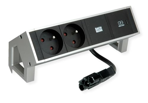 BACHMANN DESK2 2xUTE 1xUSB C 30W 0,2m GST18 INOX von BACHMANN