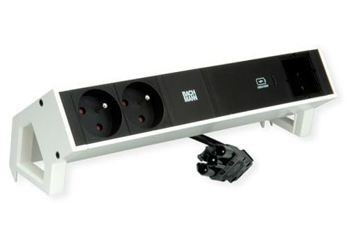 BACHMANN DESK2 2xUTE 1xUSB C 60W 1xCM 0,2m GST18 RAL9010 von Bachmann
