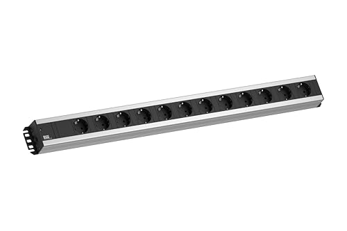 Bachmann Steckdosenleiste HANDWERKERLEISTE 12-Fach 2m Kabel Mehrfachsteckdose für Handwerk Grau 300.002 (extra Robustes Design) von BACHMANN