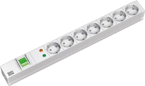Bachmann Steckdosenleiste 19'' Zoll PDU 7-Fach mit Überspannungsschutz und Schalter 1HE 2m Kabel Mehrfachsteckdose für Serverschrank Rack Grau 333.405 (inkl. 2X Befestigungswinkel und Schrauben) Bachmann Steckdosenleiste 19'' Zoll PDU 7-Fach mit Überspannungsschutz und Schalter 1HE 2m Kabel Mehrfachsteckdose für Serverschrank Rack Grau 333.405 (inkl. 2X Befestigungswinkel und Schrauben) von BACHMANN