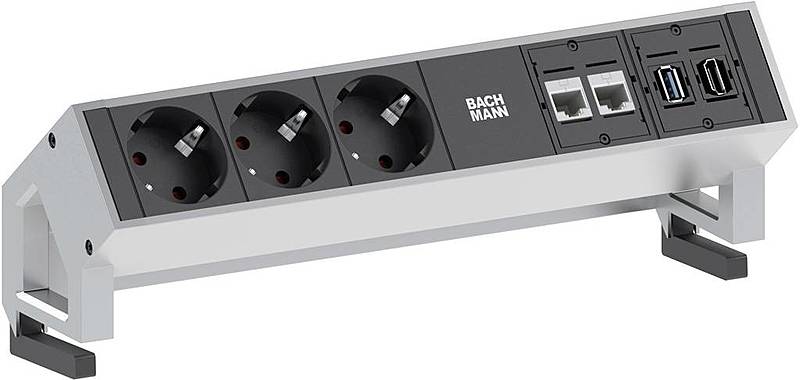 Bachmann 902.502 Steckdosenleiste Ohne Schalter 3fach Schwarz Aluminium  B-Ware von BACHMANN