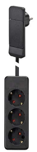Bachmann Steckdosenleiste SMART Plug 3-Fach 1,6m Mehrfachsteckdose Schwarz 933.014 (Mit Flachstecker und Kinderschutz) von BACHMANN