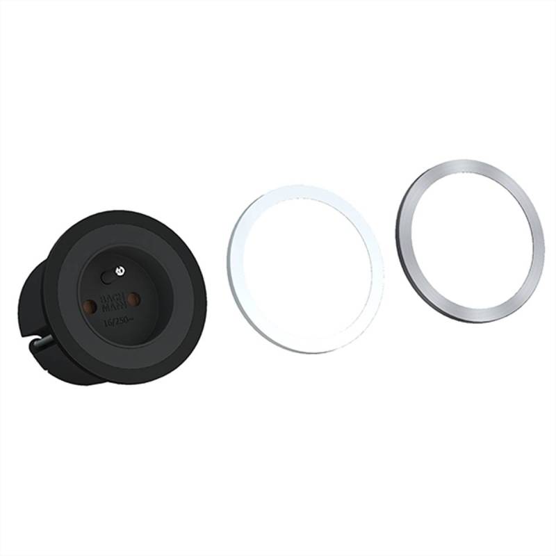 Bachmann Steckdose Pix Ute Schwarz Unterputz Steckdose 1x Frankreich 02m Kabel  B-Ware von BACHMANN