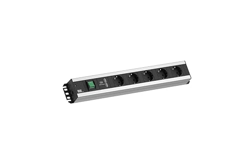 Bachmann Steckdosenleiste HANDWERKERLEISTE 5-Fach mit Schalter und 2X USB A 2m Kabel Mehrfachsteckdose für Handwerk und Serverschrank Rack Grau 300.030 (extra Robustes Design) von BACHMANN