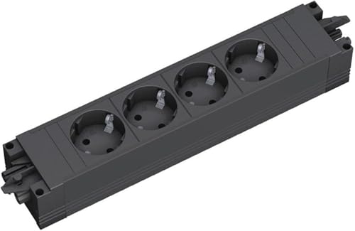 BACHMANN Steckdosenleiste Step Base 4-Fach GST18 Schwarz 906.18819 (modulares Stecksystem mit vielseitiger Anwendung) von BACHMANN