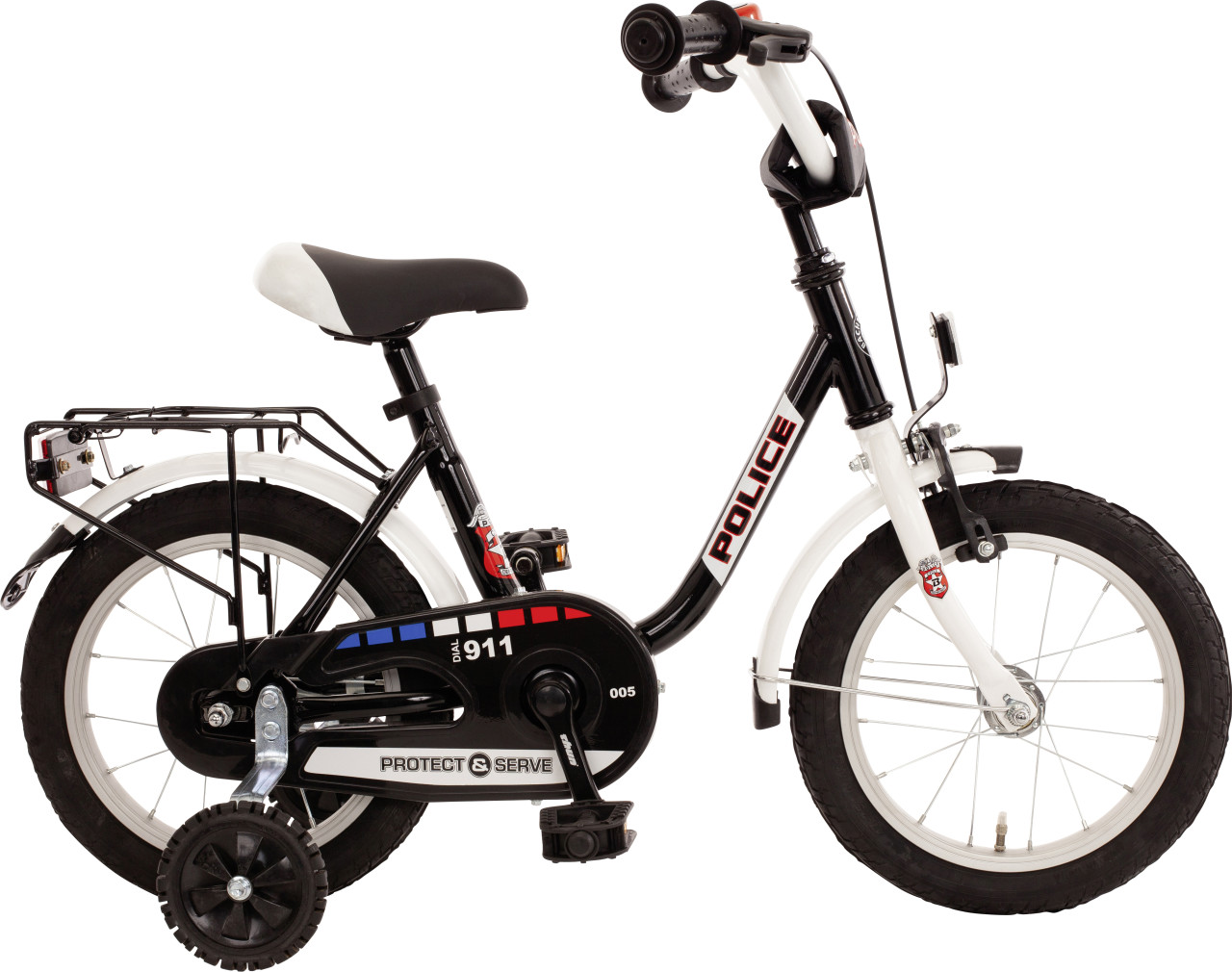 Bachtenkirch Kinderfahrrad Police Tiefeinsteiger 14 Zoll schwarz weiß von Bachtenkirch