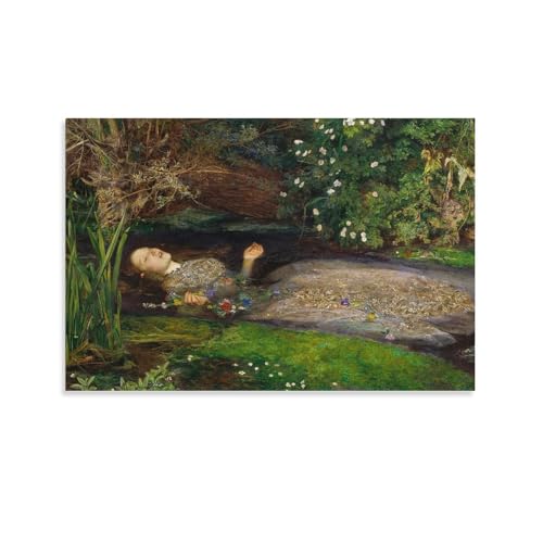 BACION John Everett Millais Ölgemälde-Reproduktion, Ophelia Poster, Dekoratives Gemälde, Leinwand, Wandkunst, Wohnzimmer, Schlafzimmer, Gemälde von BACION