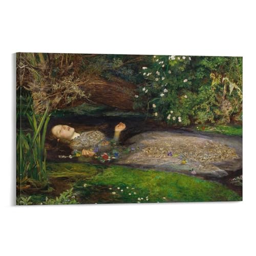 BACION John Everett Millais Wall Art - Ophelia - Leinwand Wandbild Poster Modern Dekorationen Für Das Wohnzimmer, Büro, Schlafzimmer von BACION