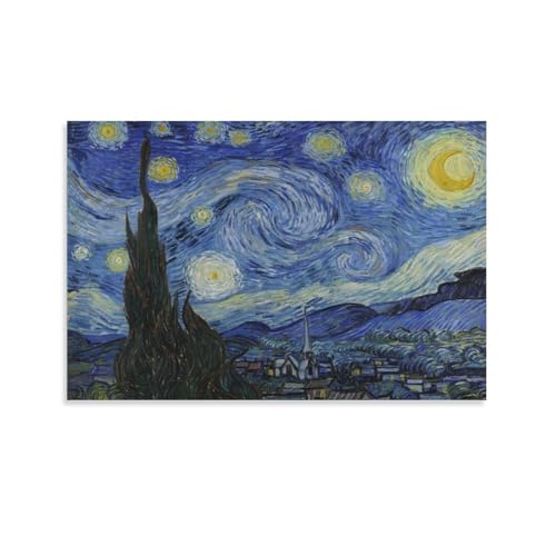 BACION Vincent Van Gogh The Starry Night Ölgemälde-Reproduktion, Art Print Poster Wall Decor Kunstdruck Poster Wand-Dekor von BACION