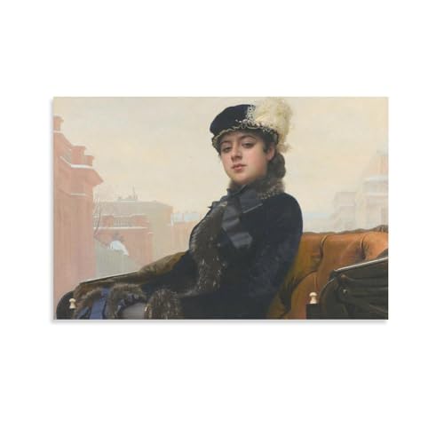 Ivan Kramskoy Portrait of Unknown Woman Leinwand Wand Dekoration Leinwanddruck - Ölgemälde Reproduktion - Kunstdruck - Leinwand Bilder - Wandkunst von BACION