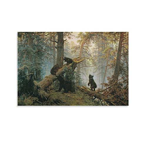 Ivan Shishkin Leinwand Bilder, Morning in A Pine Forest Wand Druck Gemälde Drucke Wandbilder, Modern Wall Art Poster Wohnzimmer Deko von BACION