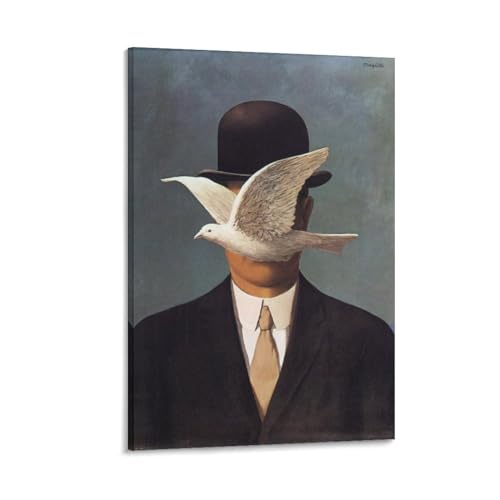 Rene Magritte Man in A Bowler Hat Poster Gemälde Poster Für Büro Klassenzimmer Leinwand Moderne Leinwand Wandkunst von BACION