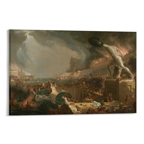 Thomas Cole The Course of Empire Destruction Poster Gemälde Poster Für Büro Klassenzimmer Leinwand Moderne Leinwand Wandkunst von BACION