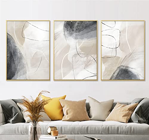 Aquarell Beige Grau Weiß Schwarz Wandkunst Abstrakt Minimalistisches Poster Schwarz und Weiß Abstrakte Linie Kunst Leinwanddruck Gemälde Modern Boho Abstrakte Linie Kunst für Wohnzimmer Dekor 40,6 x von BACJUOPLDArt