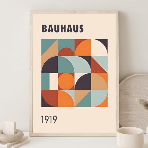 Bauhaus-Wandkunst, modernes Kunstwerk, geometrisches Bauhaus-Poster, Blau-Orange, Farbblock-Kunstdruck, geometrische abstrakte Formen, Wandkunst, minimalistische Kunstdrucke, moderne abstrakte von BACJUOPLDArt