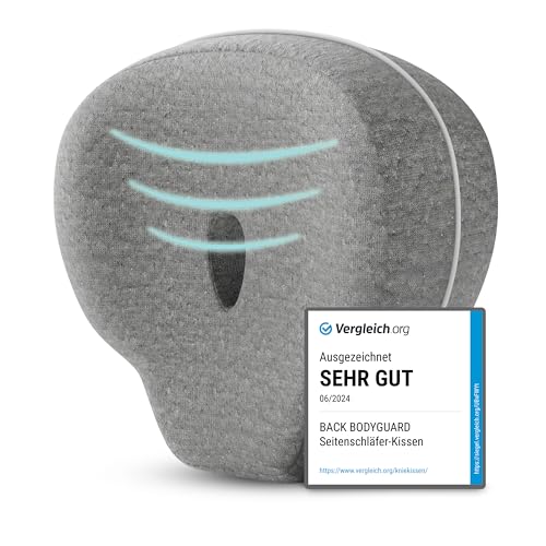 BACK BODYGUARD Seitenschläferkissen - Kniekissen für Seitenschläfer - Beinkissen richtet Knie, Beine, Hüfte und Wirbelsäule optimal aus (Kissen + Grauer Bezug) von BACK BODYGUARD