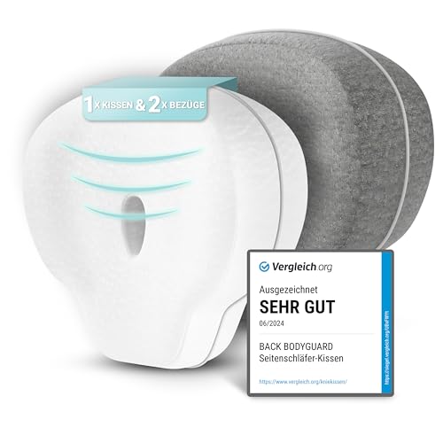 BACK BODYGUARD Seitenschläferkissen mit 2 Bezügen - Kniekissen für Seitenschläfer - Beinkissen richtet Knie, Beine, Hüfte und Wirbelsäule optimal aus von BACK BODYGUARD