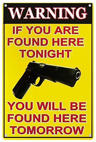 BACK RISE TIN SIGN Metallschild mit Aufschrift "Warning If You are Found Here Tonight You Will Be Found Here Tomorrow", 20,3 x 30,5 cm, für Zuhause, Schlafzimmer, Lounge, Esszimmer, Küche, Kaffee, Bar von BACK RISE TIN SIGN