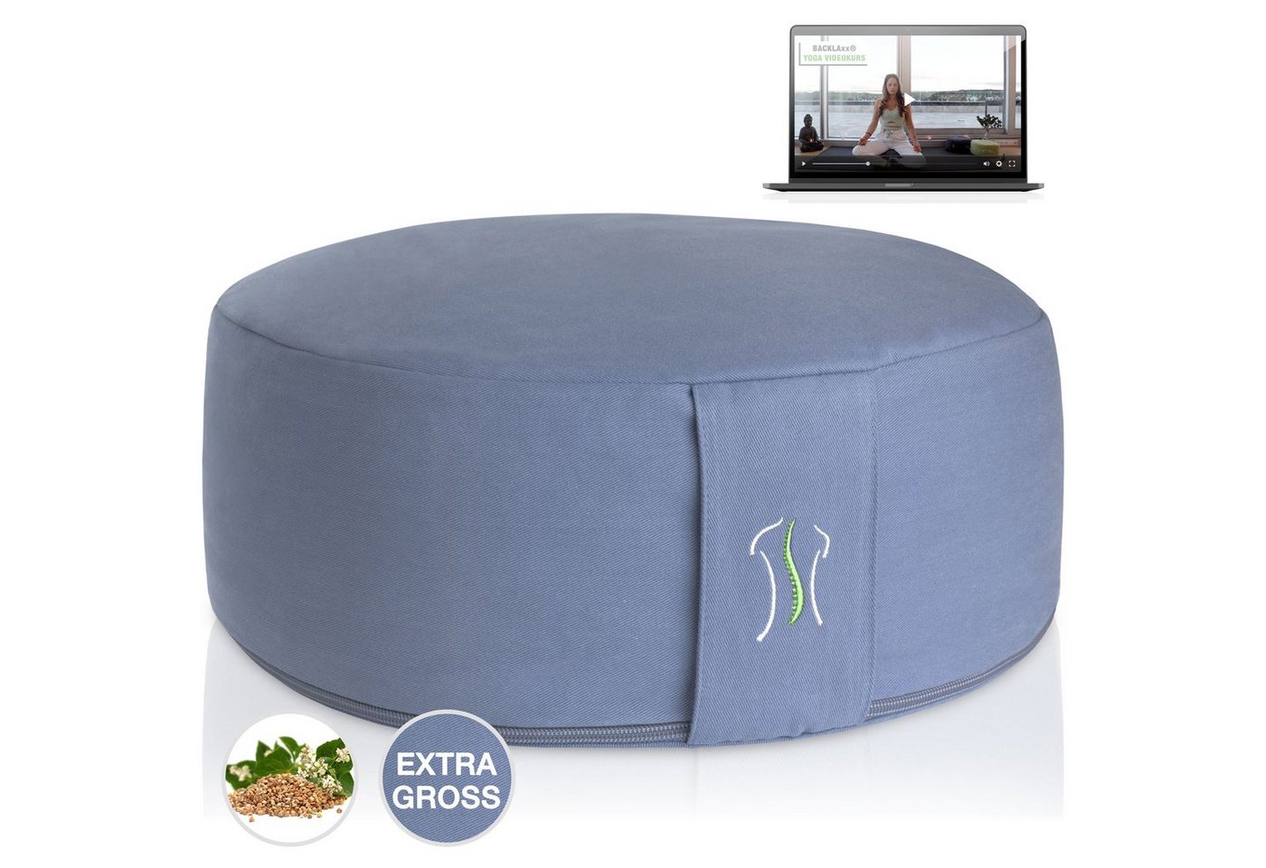 BACKLAxx® Meditationskissen Rund, H: 15cm im Set (inkl. gratis Videokurs), unifarben von BACKLAxx®