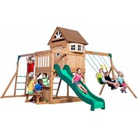 Backyard Discovery - Montpelier Spielturm aus Holz Stelzenhaus für Kinder mit Rutsche, Schaukel, Kletterwand, Picknicktisch xxl Spielhaus / von BACKYARD DISCOVERY