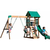 Spielturm Buckley Hill aus Holz xxl Spielhaus für Kinder mit Rutsche, Schaukel und Kletterleiter Stelzenhaus für den Garten - Braun - Backyard von BACKYARD DISCOVERY