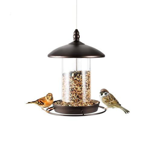 Vogelfutterstation aus Metall zum Aufhängen im Freien, Wildvogel-Futterspender für Kardinal, großes Dach und Tablett – 6 Anschlüsse von BACKYARD EXPRESSIONS PATIO · HOME · GARDEN