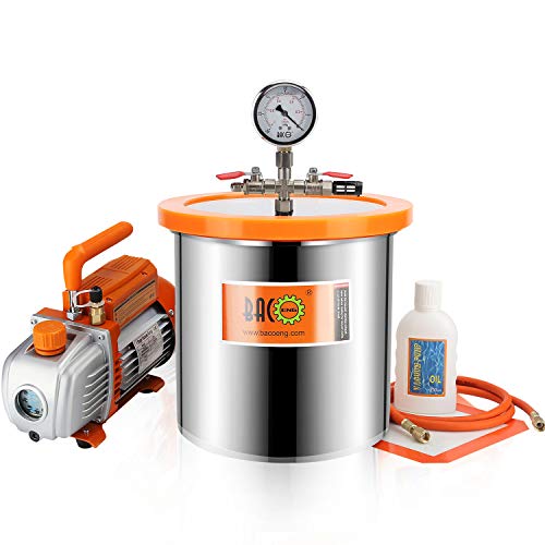 BACOENG 12L Vakuumkammer mit 85L/Min Einstufige Vakuumpumpe Unterdruckpumpe mit Manometer HVAC von BACOENG