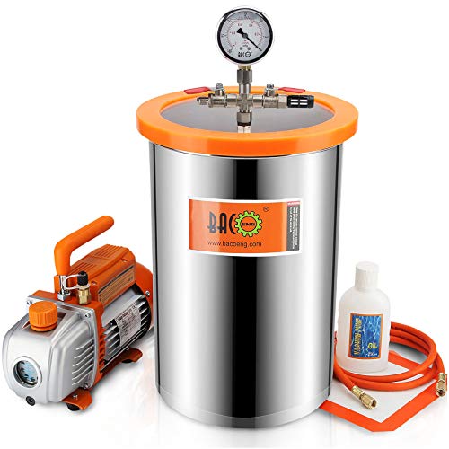 BACOENG 19L Vakuumkammer mit 85L/Min Einstufige Vakuumpumpe Unterdruckpumpe mit Manometer HVAC von BACOENG