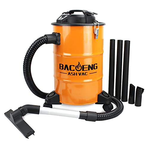 BACOENG Aschesauger mit zweistufigem Filtersystem, 20L Kaminsauger mit 1.5 m Saugschlauch Tragegriff, Verlängerungsstäbe, Filterabreinigung, 1200W von BACOENG