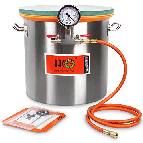 BACOENG 19L Vakuumkammer, Edelstahl Vakuum Entgasungskammer (Durchmesser 31 cm, Höhe 31 cm), Entgasungskammer mit Deckel aus gehärtetem Glas von BACOENG