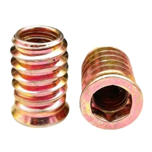 BACSHBY 20 Stück M6x17mm Einschraubmutter,Gewindeeinsätze Holz Verzinkte Einschraubmuffen Gewindehülse Einpressmutter Sechskantmuttern Hülsenmutter für Holzmöbel von BACSHBY