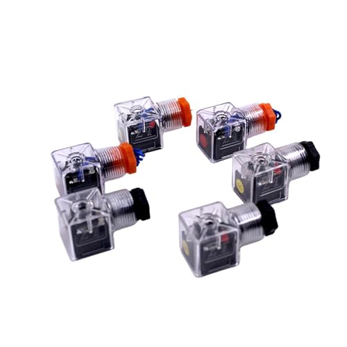 BACYDLPL 1 stücke A-LED Anschlüsse Hydraulische magnetventil typ Steckdosen Spule transparent stecker AC220/110 DC24/12V Spule stecker Mit Kontrollleuchte(AC 220V Black) von BACYDLPL