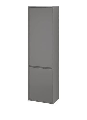 BAD LAND Badezimmerschrank Hochschrank 140cm Hochhängeschrank mit 2-Türen CREA Grau Matt von BAD LAND