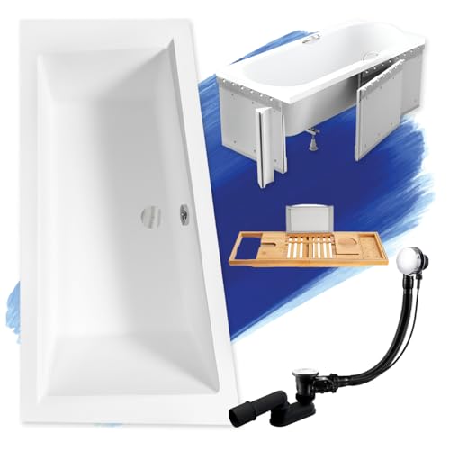 BADLAND Premium Set 5in1 Badewanne Eckwanne Acryl Weiß Wanne INTIMA 150x85 cm Links, Made in EU + Styroporverkleidung + Bambus Badewannenablage, Moderne Design, mit Ablaufgarnitur und Füßen BADLAND Premium Set 5in1 Badewanne Eckwanne Acryl Weiß Wanne INTIMA 150x85 cm Links, Made in EU + Styroporverkleidung + Bambus Badewannenablage, Moderne Design, mit Ablaufgarnitur und Füßen von BAD LAND