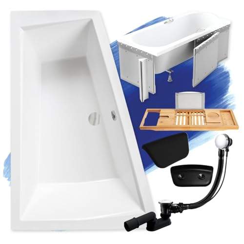 BADLAND Premium Set 6in1 Badewanne Eckwanne Acryl Weiß Wanne INTIMA 180x125 cm Links, Made in EU + Styroporverkleidung + Bambus Badewannenablage + Nackenkissen,Moderne Design, mit Ablauf und Füßen BADLAND Premium Set 6in1 Badewanne Eckwanne Acryl Weiß Wanne INTIMA 180x125 cm Links, Made in EU + Styroporverkleidung + Bambus Badewannenablage + Nackenkissen,Moderne Design, mit Ablauf und Füßen von BAD LAND
