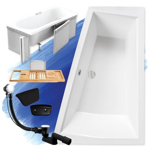 BADLAND Premium Set 7in1 Badewanne Eckwanne Acryl Weiß Wanne INTIMA 170x125 cm Rechts, Made in EU + Styroporverkleidung + Bambus Badewannenablage +2 Nackenkissen, Moderne Design, mit Ablauf und Füßen BADLAND Premium Set 7in1 Badewanne Eckwanne Acryl Weiß Wanne INTIMA 170x125 cm Rechts, Made in EU + Styroporverkleidung + Bambus Badewannenablage +2 Nackenkissen, Moderne Design, mit Ablauf und Füßen von BAD LAND