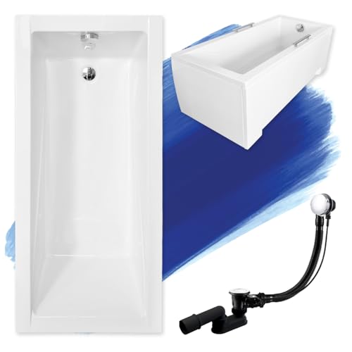 BADLAND Rechteck Badewanne MODERN mit Acrylschürze, Füßen und Ablaufgarnitur (150x70) von BAD LAND