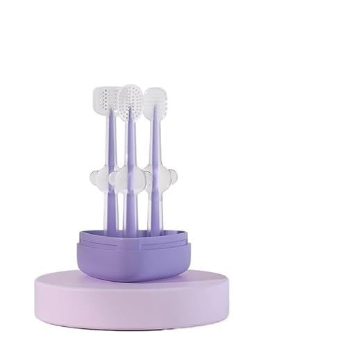 BADALO 3 Teile/Satz Haustier Zahnbürste Lila Katze Silikon Pinsel Entfernen Mundgeruch Zahnstein Zahnpflege Sauberen Mund (Color : Purple) von BADALO