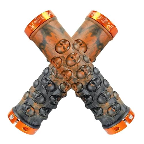 BADALO Mountainbike-Griffe, rutschfest, bequem, Lenkerabdeckungen, Gummiabdeckungen mit Aluminium-Sicherungsringen, Fahrradteile (Color : Orange Orange Ring) von BADALO