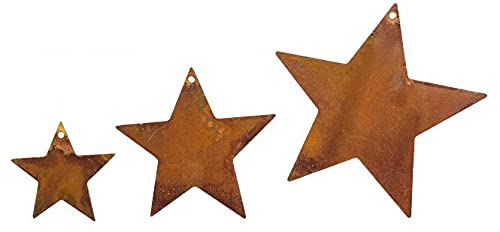 BADEKO 3tlg. Set Sterne Edelrost Dekoanhänger Baumschmuck Weihnachten Christbaumschmuck Stern Star Rostanhänger von BADEKO