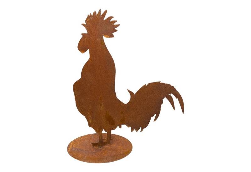BADEKO Gartenfigur Hahn Rost Gerd Metall 42x36cm Rustikal Shabby Orange verfärbt Rostig von BADEKO