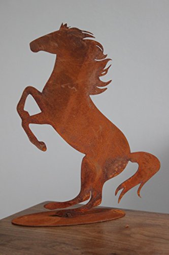BADEKO Pferd Fridolin auf Bodenplatte, H 25 cm, Pferd aus Metall Edelrost von BADEKO