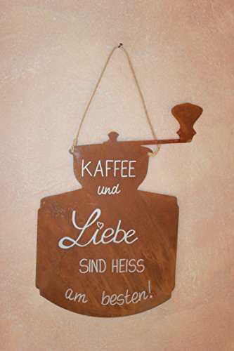 BADEKO Schild Kaffee incl. Beschriftung, Tafel aus Metall Edelrost beschriftet 40 x 25 cm von BADEKO